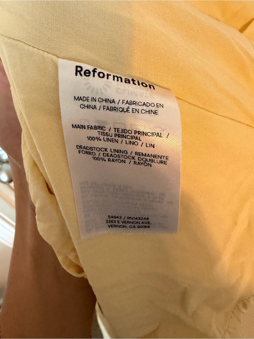 Reformation Percy Linen Dress (Parmesan - yellow) - Picture 8 of 8